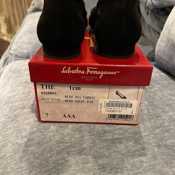 Salvatore Ferragamo Black Suede Kid Mesh Sandal.  Never Worn. 7 AAA NWT - Picture 4 of 13